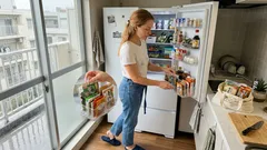 冷蔵庫のドアポケットが倒れない、ダイソーの袋調味料収納ケースが110円で優秀