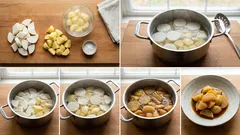 めんつゆで味が決まる、じゃがいもと大根のほくほく煮物—作り置きにも