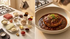 デミ缶でお店っぽく仕上がる、ふっくら煮込みハンバーグの作り方